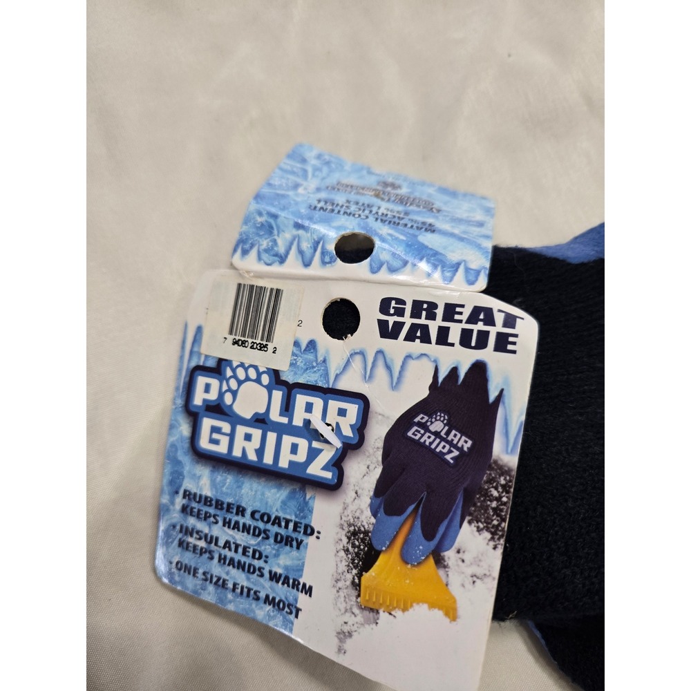 Polar Gripz Insulated Rubber Coated Winter Work Gloves Black Blue One Size NWT - Picture 2 of 3